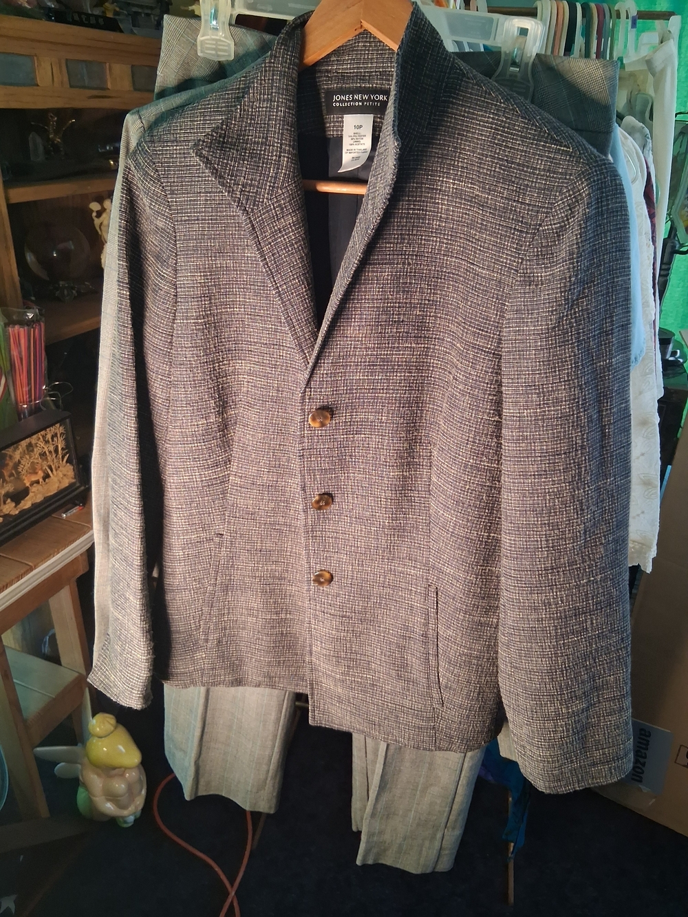 Jones New York Gray-Blue Textured Blazer
